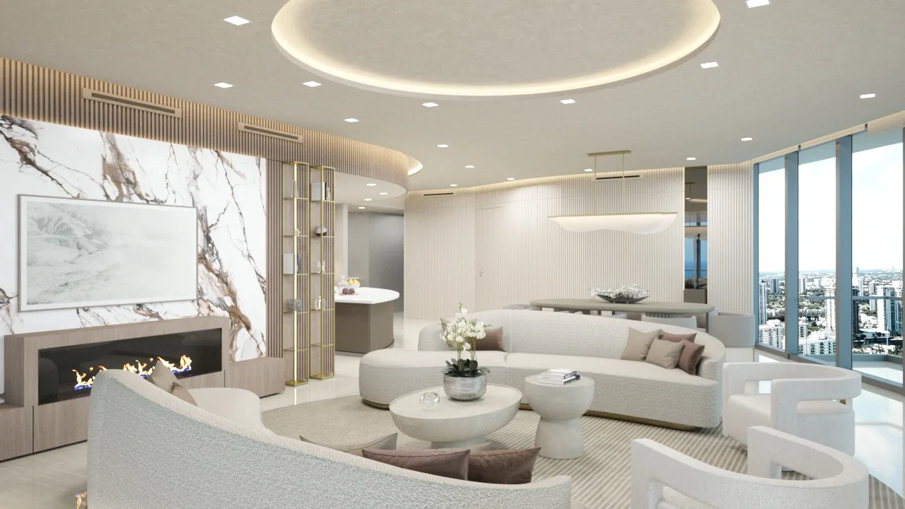 Armani 3400 living and dining render