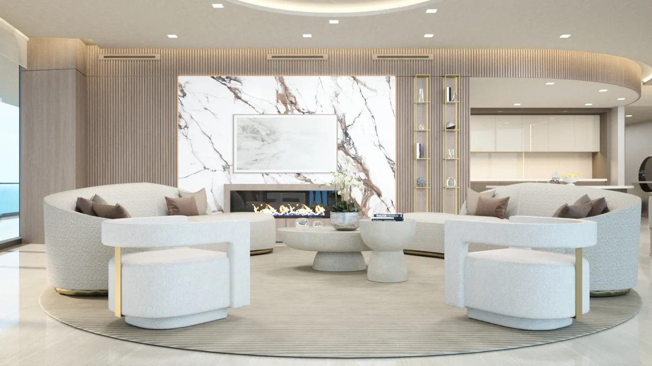 Armani 3400 dining and kitchen render