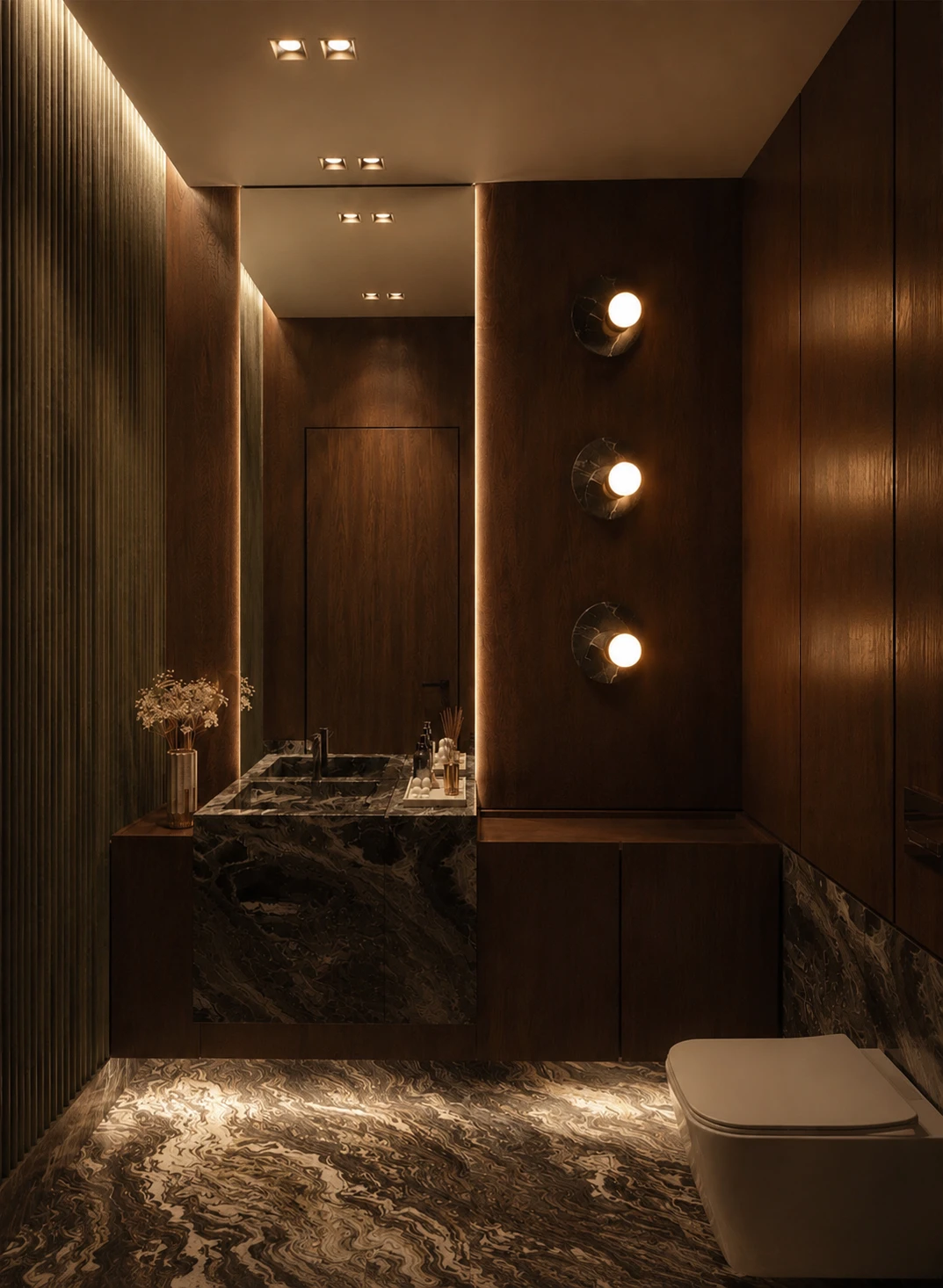 West Ridge Residence powder room — Lacruz Design Studio